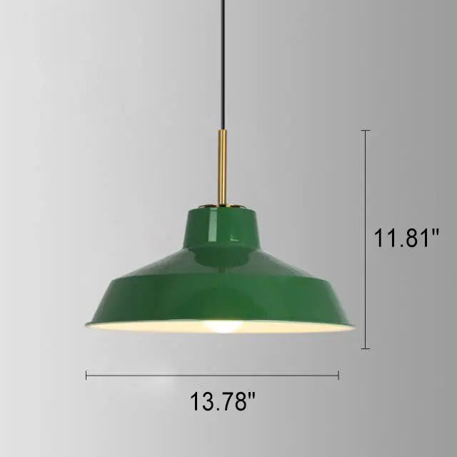 Industrial Vintage Green Iron Dome Cone 1-Light Pendant Light Cuvalon