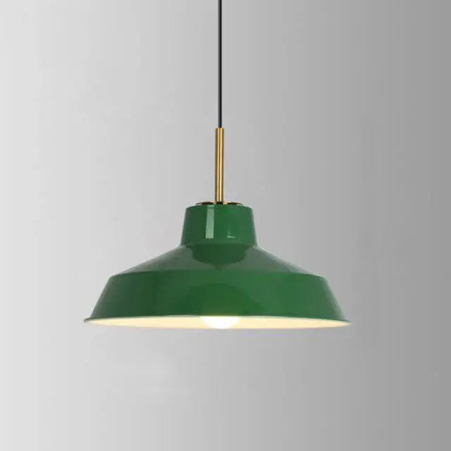 Industrial Vintage Green Iron Dome Cone 1-Light Pendant Light Cuvalon