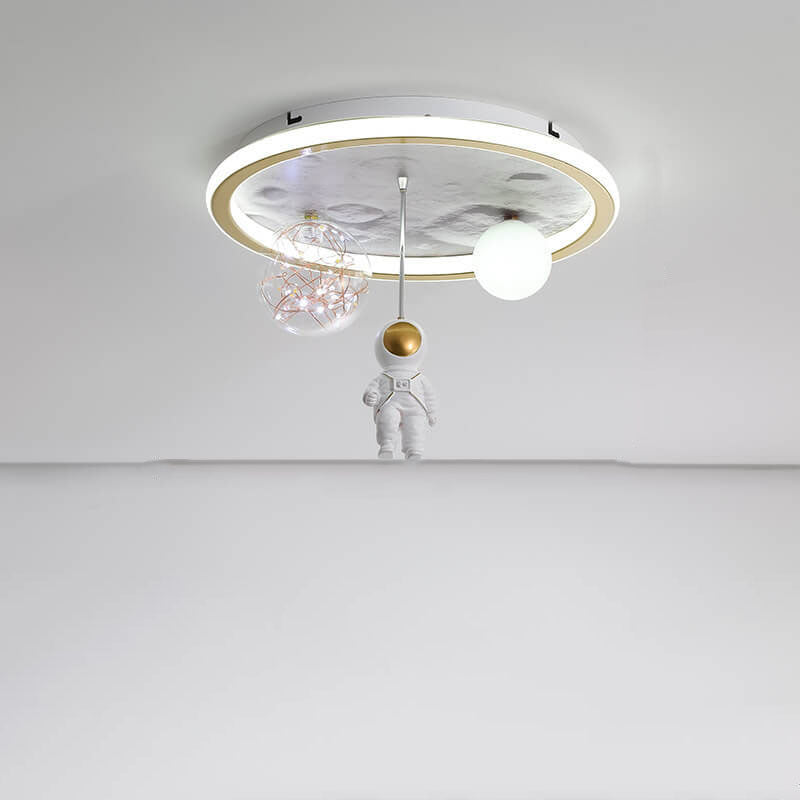 Children Creative Cartoon Astronaut Moon Acrylic LED Kids Flush Mount Ceiling Light Cuvalon