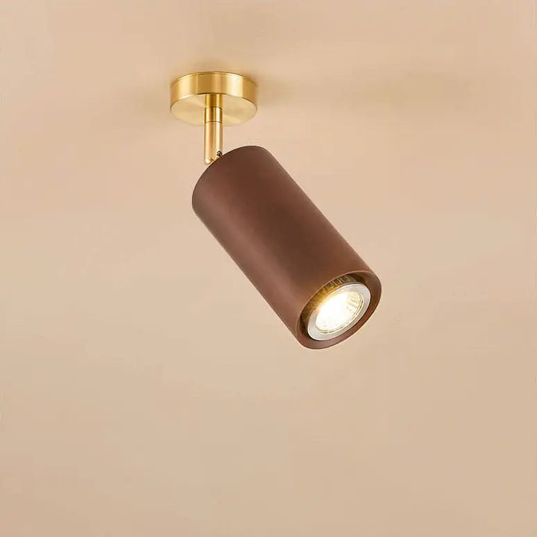 Nordic Minimalist Walnut Wood Spotlight Linear Track 1/2/3/4 Light LED Semi-Flush Mount Ceiling Light Cuvalon