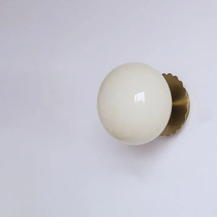Modern Vintage Minimalist Iron Glass Round Head 1-Light Wall Sconce Lamp Cuvalon