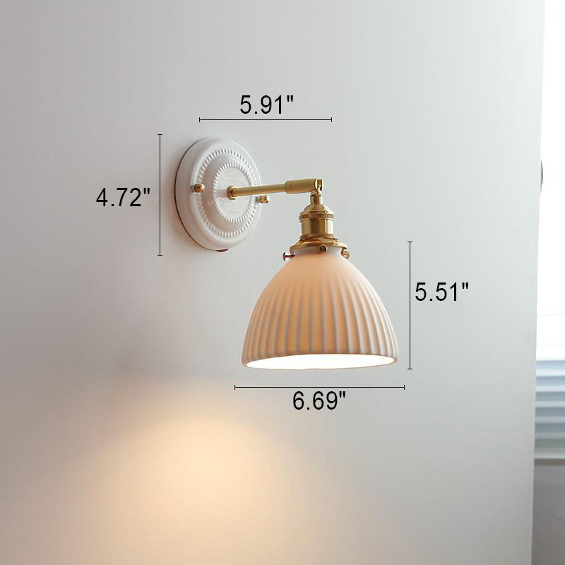 Vintage Japanese Ceramic Brass 1-Light Wall Sconce Lamp Cuvalon