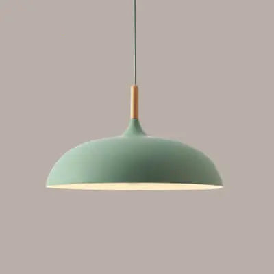 Modern Metal Wooden Top 1-Light Dome Pendant Light Cuvalon