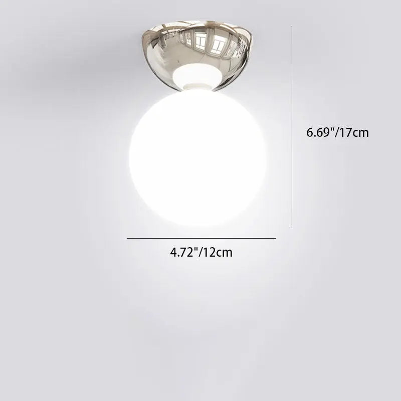 Contemporary Scandinavian Iron Spherical Glass Shade 1-Light Semi-Flush Mount Ceiling Light For Hallway Cuvalon