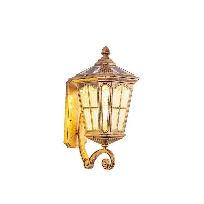European Solar Outdoor Lantern Aluminum Glass Waterproof 1-Light Wall Sconce Lamp Cuvalon
