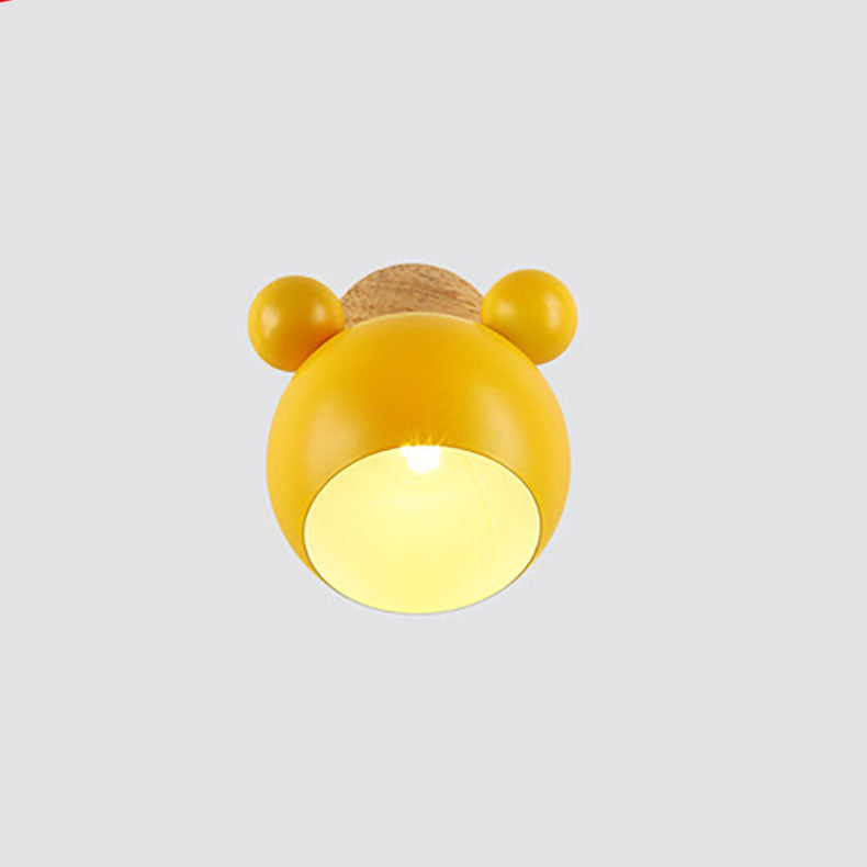 Nordic Cartoon Bear Dome 1-Light Kids Wall Sconce Lamp Cuvalon