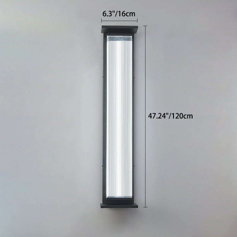 Modern Minimalist Waterproof Rectangular Stainless Steel Acrylic LED Wall Sconce Lamp For Outdoor Patio Cuvalon