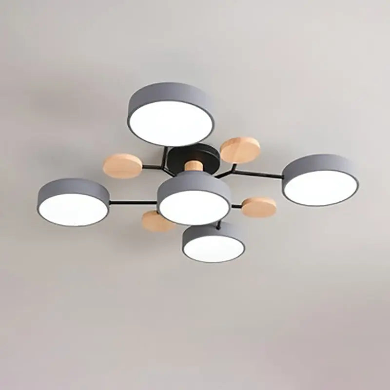 Contemporary Scandinavian Round Molecule Branch Design LED Semi-Flush Mount Ceiling Light For Living Room Cuvalon