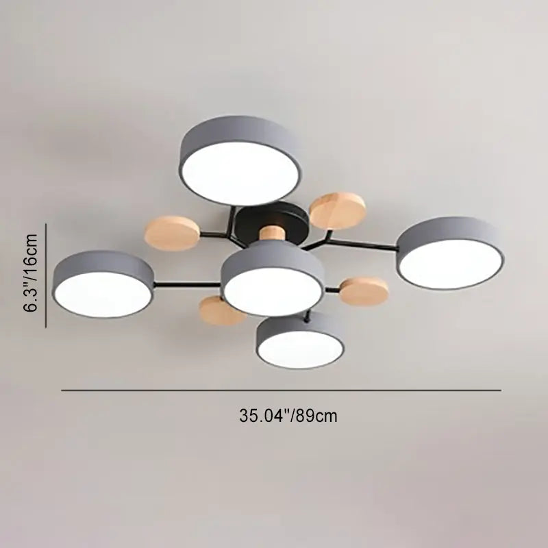 Contemporary Scandinavian Round Molecule Branch Design LED Semi-Flush Mount Ceiling Light For Living Room Cuvalon
