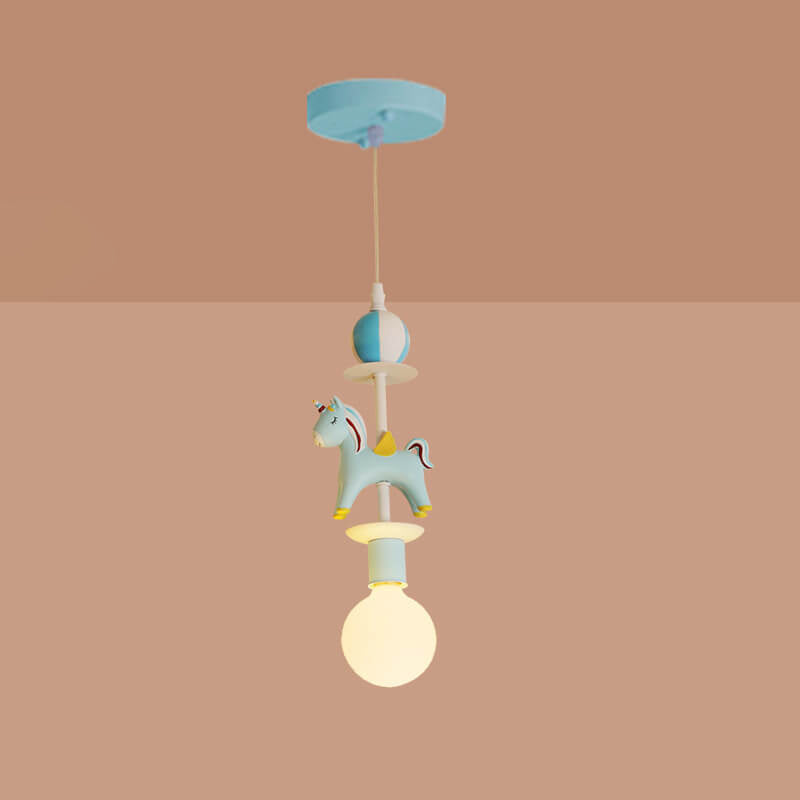 Modern Children's Carousel Eye Protection Resin Iron 1/7/11 Light Flush Mount Ceiling Light Cuvalon
