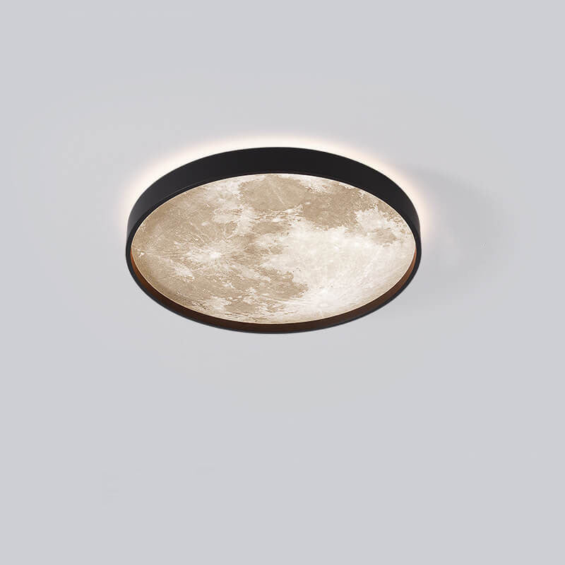 Nordic Creative Moon Round LED Flush Mount Ceiling Light Cuvalon
