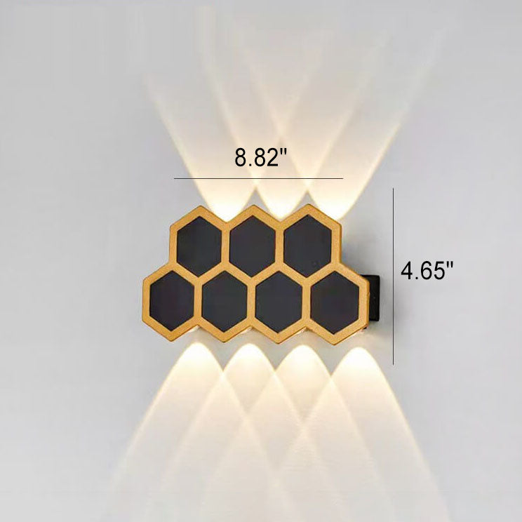 Outdoor Simple Hexagonal Combination Black Gold LED Wall Sconce Lamp Cuvalon