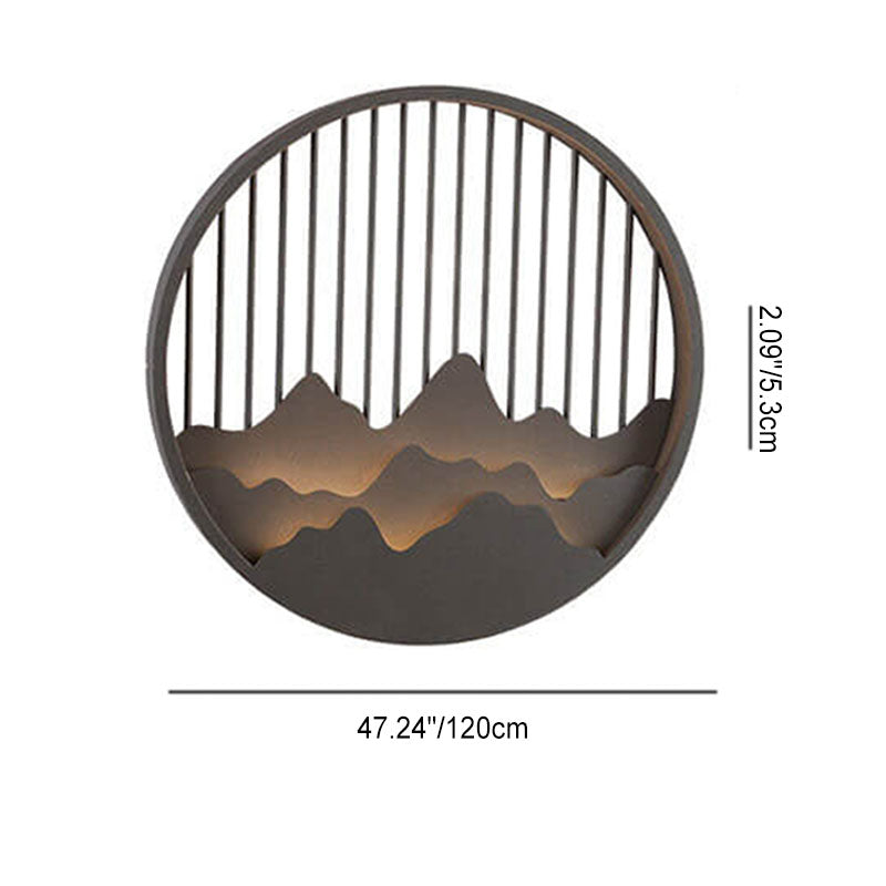 Chinese Modern Round Mountain Stainless Steel PC LED Waterproof Outdoor Wall Sconce Light Cuvalon