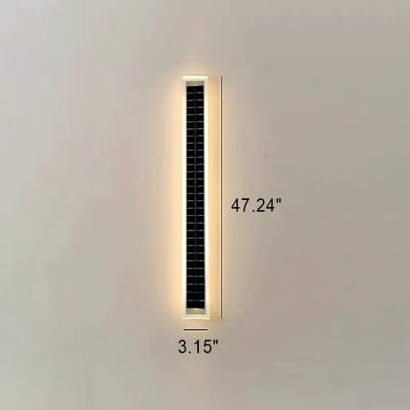 Minimalist Outdoor Solar Rectangular Strip Waterproof Patio LED Wall Sconce Lamp Cuvalon