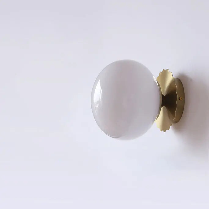 Modern Vintage Minimalist Iron Glass Round Head 1-Light Wall Sconce Lamp Cuvalon