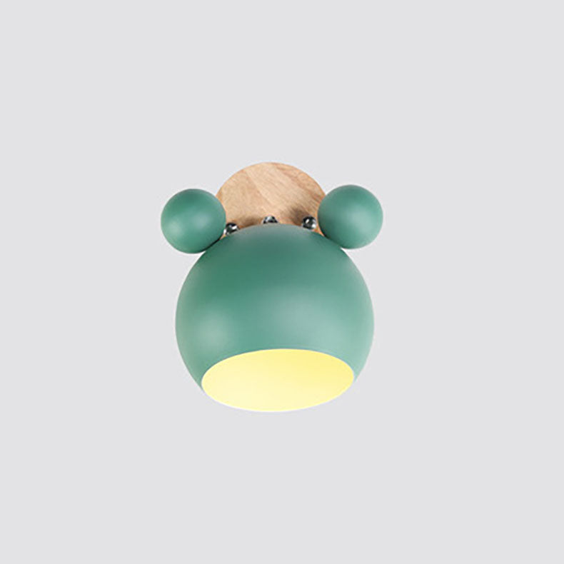 Nordic Cartoon Bear Dome 1-Light Kids Wall Sconce Lamp Cuvalon