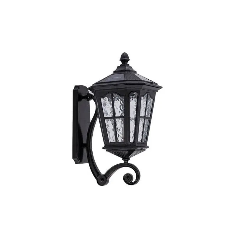 European Solar Outdoor Lantern Aluminum Glass Waterproof 1-Light Wall Sconce Lamp Cuvalon