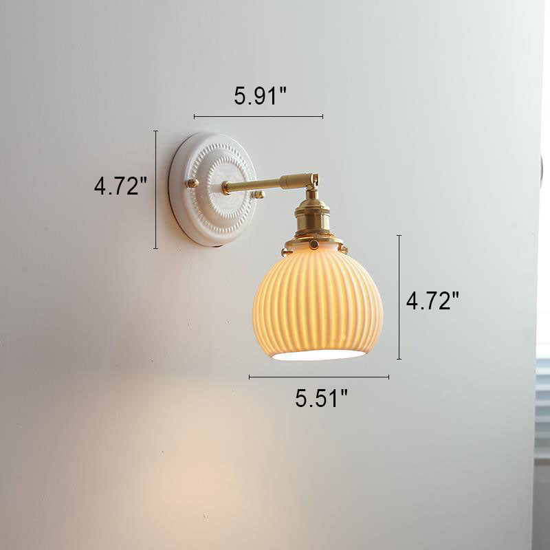 Vintage Japanese Ceramic Brass 1-Light Wall Sconce Lamp Cuvalon
