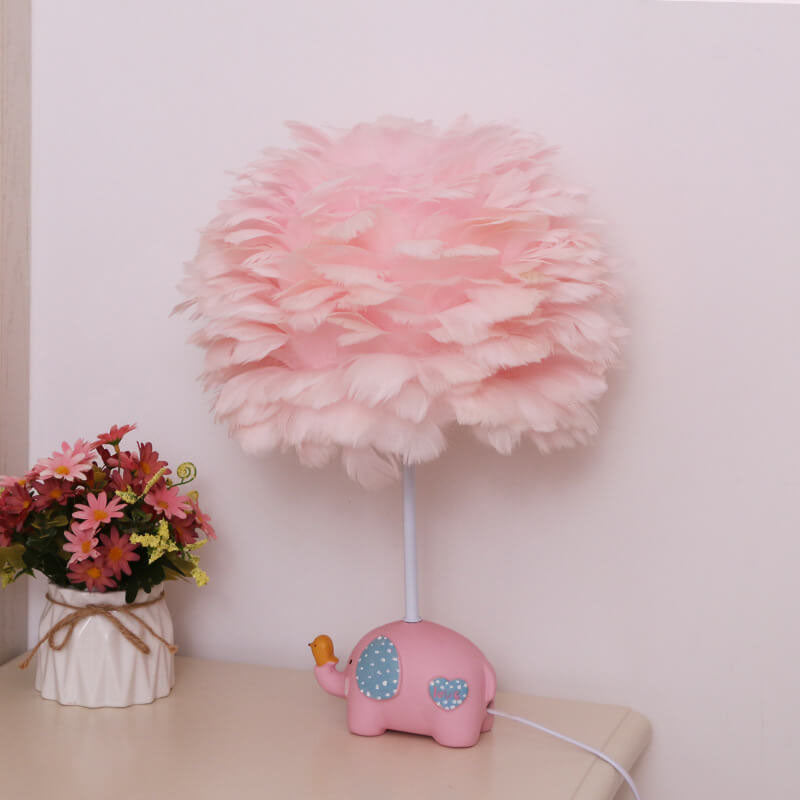 Modern Creative Unicorn Feather Children 1-Light Table Lamp Cuvalon