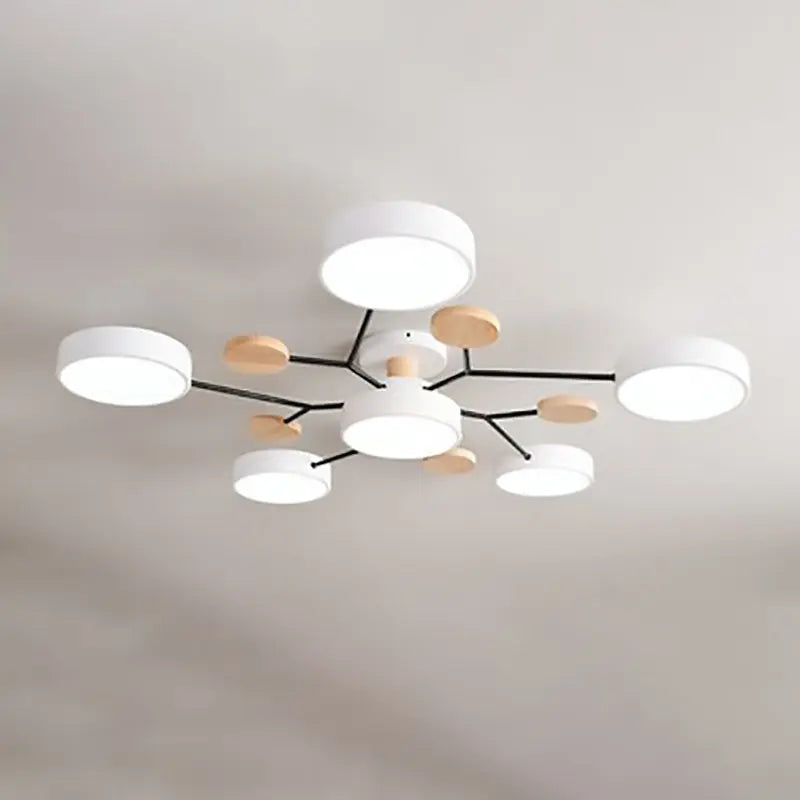 Contemporary Scandinavian Round Molecule Branch Design LED Semi-Flush Mount Ceiling Light For Living Room Cuvalon