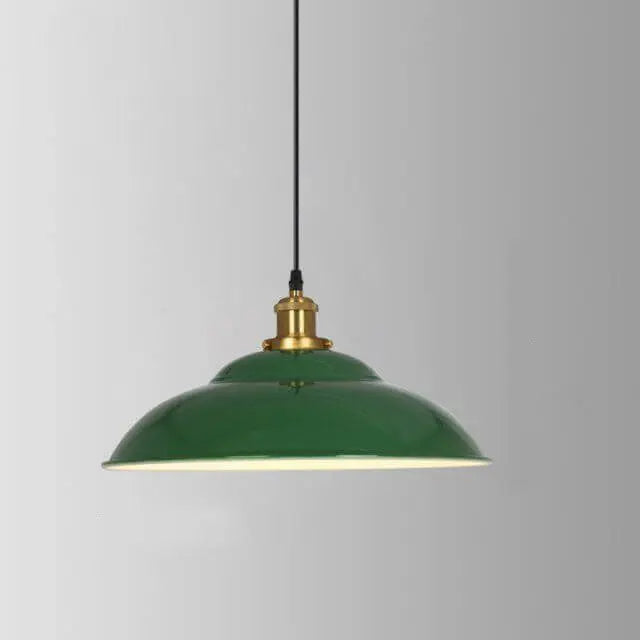 Industrial Vintage Green Iron Dome Cone 1-Light Pendant Light Cuvalon