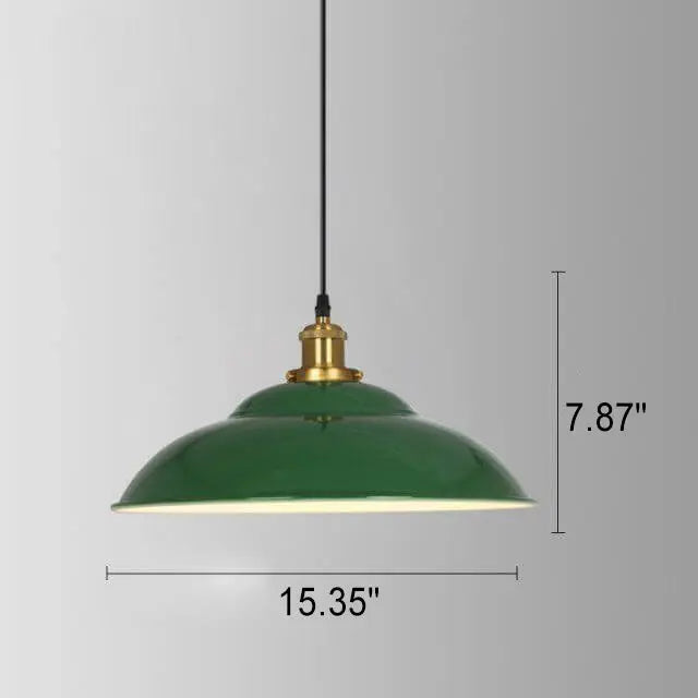 Industrial Vintage Green Iron Dome Cone 1-Light Pendant Light Cuvalon