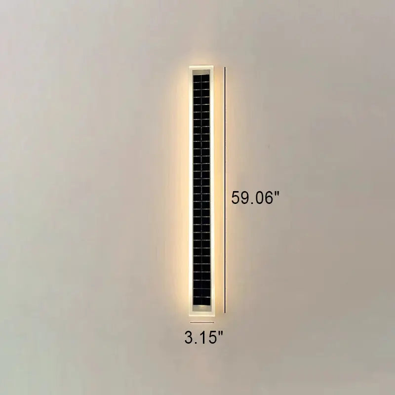 Minimalist Outdoor Solar Rectangular Strip Waterproof Patio LED Wall Sconce Lamp Cuvalon