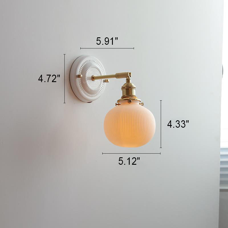 Vintage Japanese Ceramic Brass 1-Light Wall Sconce Lamp Cuvalon