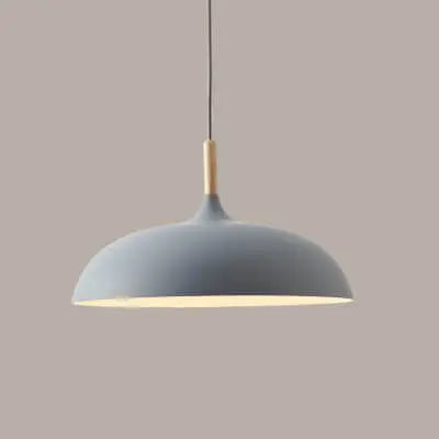 Modern Metal Wooden Top 1-Light Dome Pendant Light Cuvalon