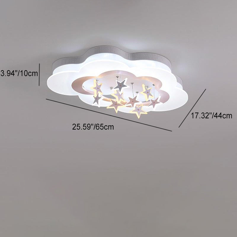 Contemporary Nordic Star Decor Cloud Acrylic Shade LED Kids Flush Mount Ceiling Light For Bedroom Cuvalon