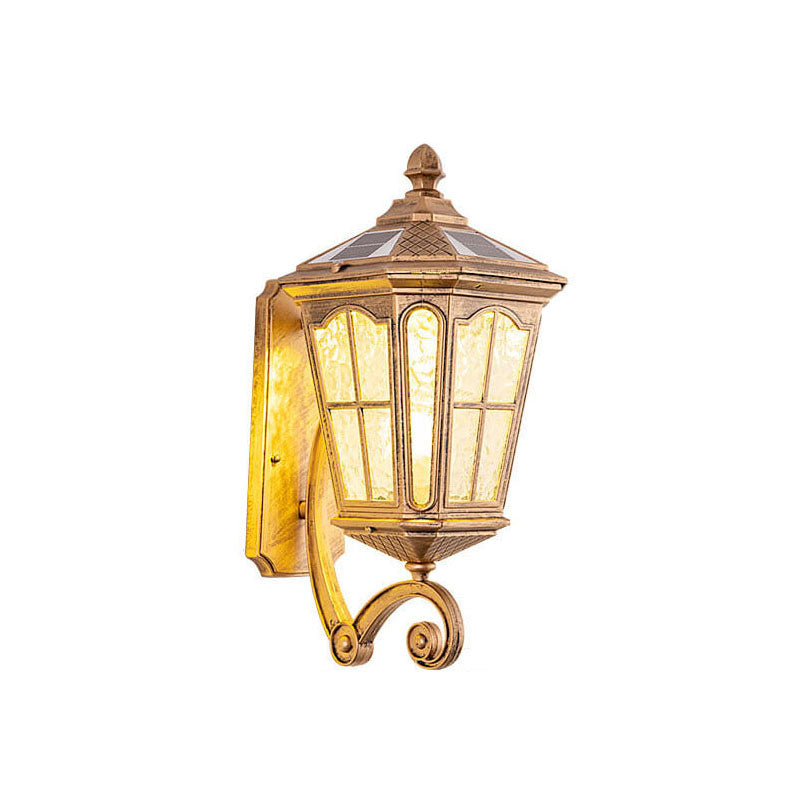 European Solar Outdoor Lantern Aluminum Glass Waterproof 1-Light Wall Sconce Lamp Cuvalon