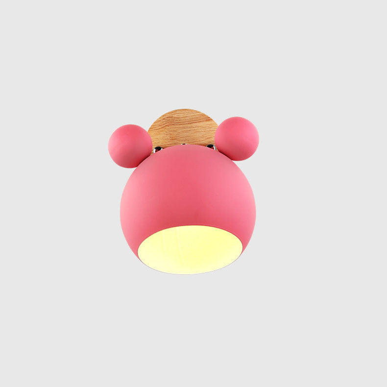 Nordic Cartoon Bear Dome 1-Light Kids Wall Sconce Lamp Cuvalon