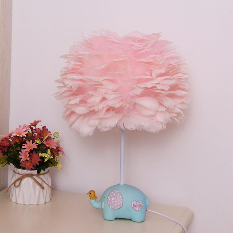 Modern Creative Unicorn Feather Children 1-Light Table Lamp Cuvalon