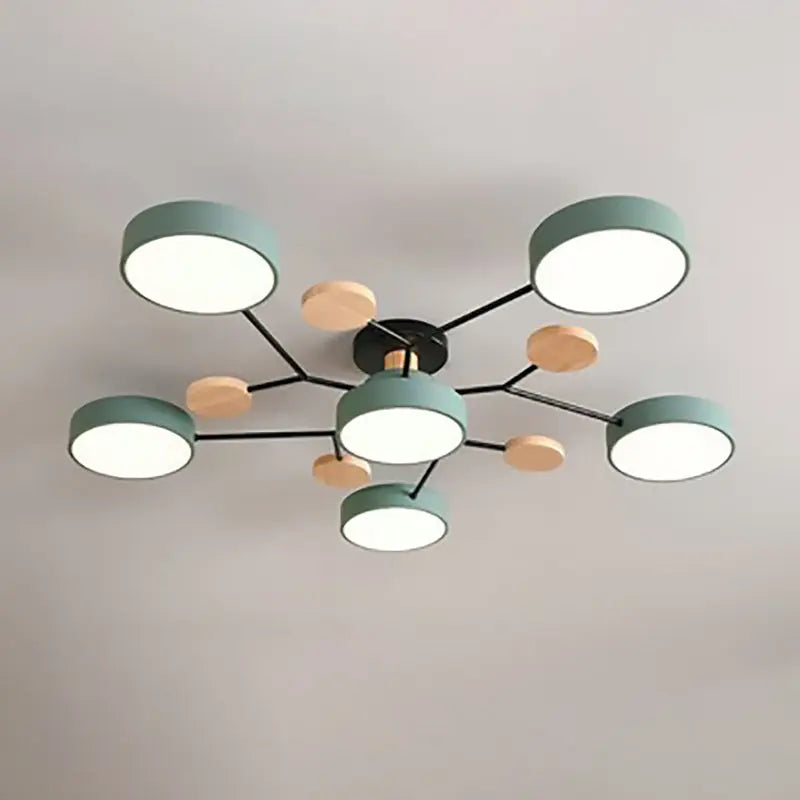Contemporary Scandinavian Round Molecule Branch Design LED Semi-Flush Mount Ceiling Light For Living Room Cuvalon