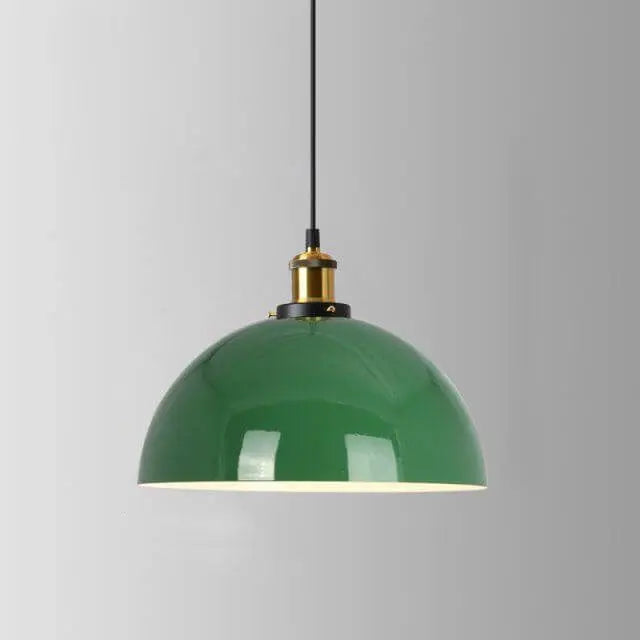 Industrial Vintage Green Iron Dome Cone 1-Light Pendant Light Cuvalon