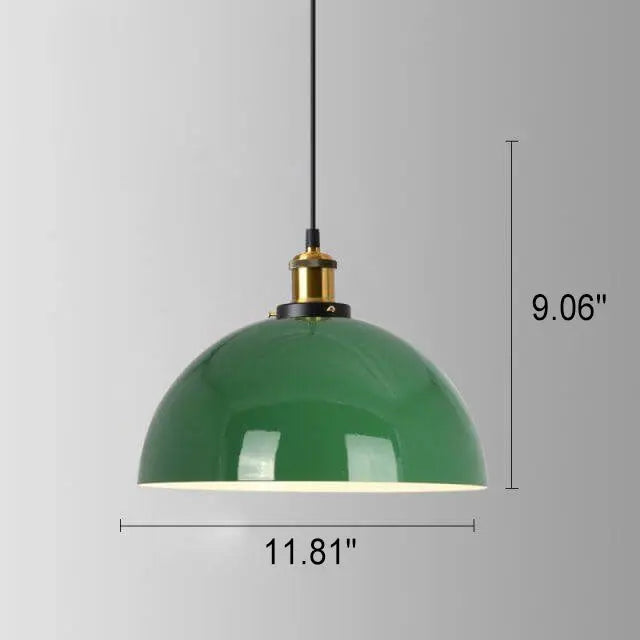 Industrial Vintage Green Iron Dome Cone 1-Light Pendant Light Cuvalon