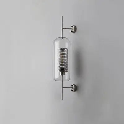 Contemporary Industrial Cylinder Glass Shade Iron Finish Frame 1-Light Wall Sconce Lamp For Bedroom Cuvalon