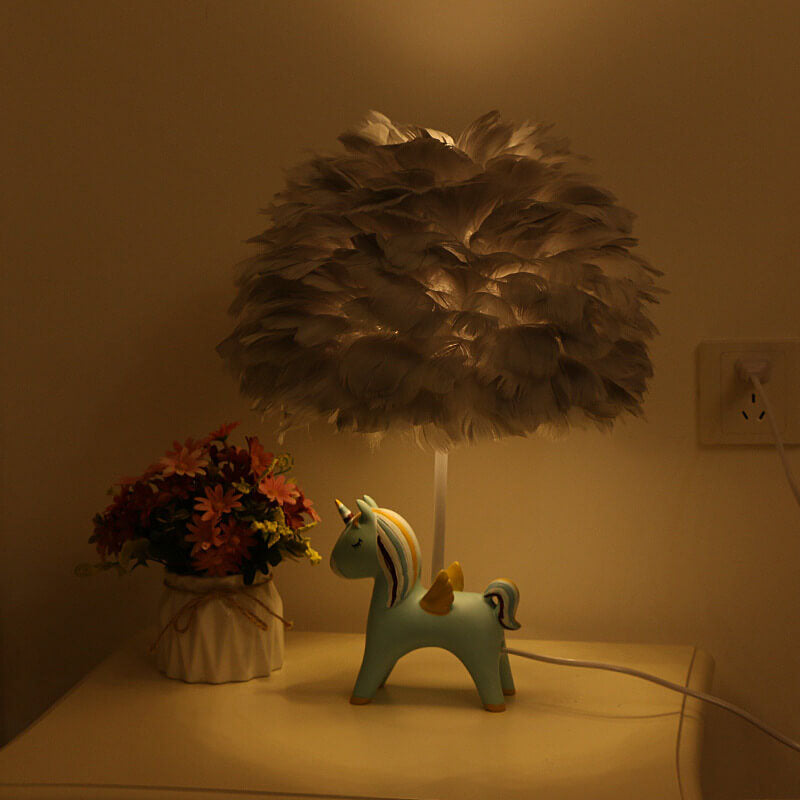 Modern Creative Unicorn Feather Children 1-Light Table Lamp Cuvalon