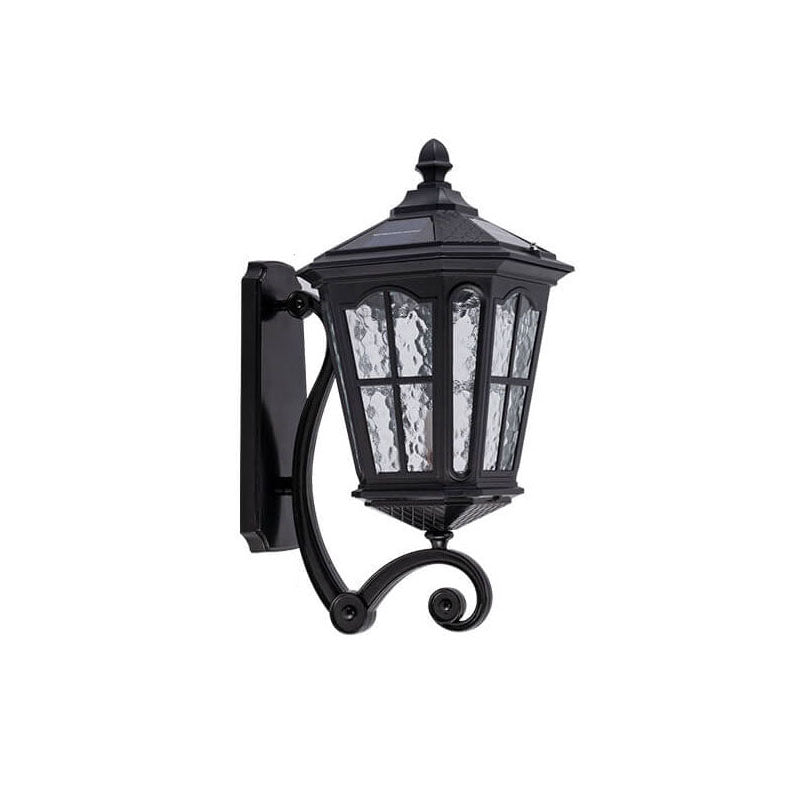 European Solar Outdoor Lantern Aluminum Glass Waterproof 1-Light Wall Sconce Lamp Cuvalon