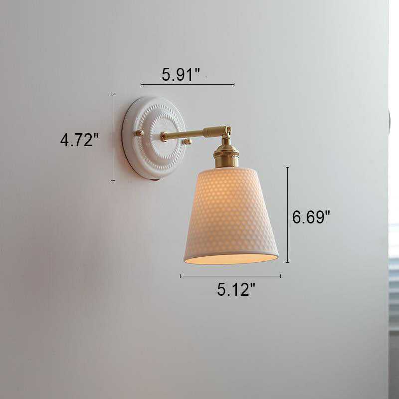 Vintage Japanese Ceramic Brass 1-Light Wall Sconce Lamp Cuvalon