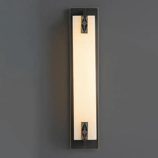 Modern Transitional Rectangular Copper Marble LED Outdoor Wall Sconce Lamp For Outdoor Patio Cuvalon