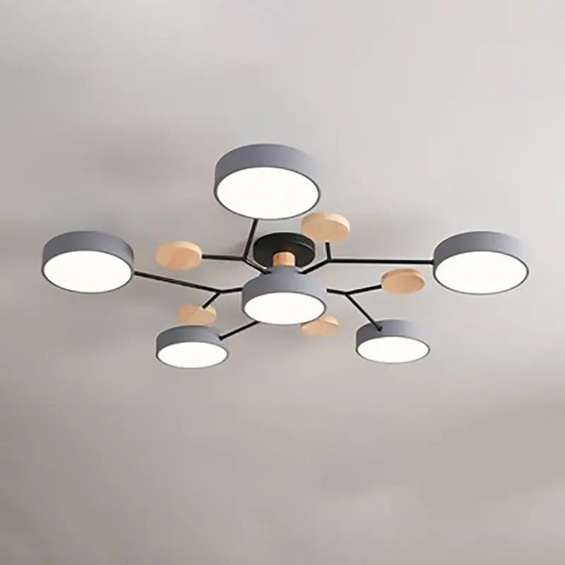 Contemporary Scandinavian Round Molecule Branch Design LED Semi-Flush Mount Ceiling Light For Living Room Cuvalon