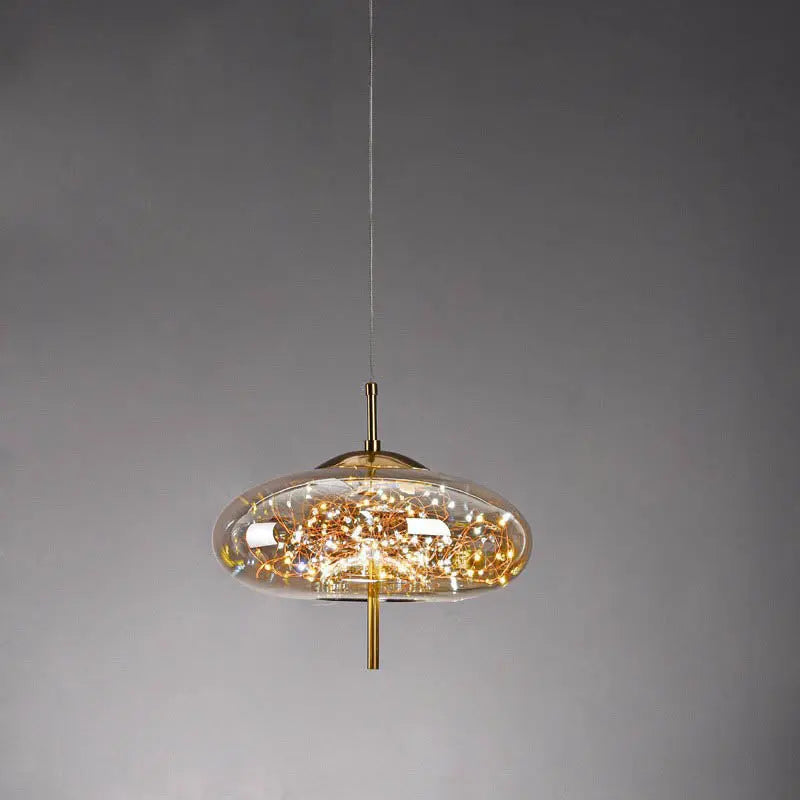 Contemporary Scandinavian Cylinder Oval Glass 1-Light Pendant Light For Bedroom Cuvalon