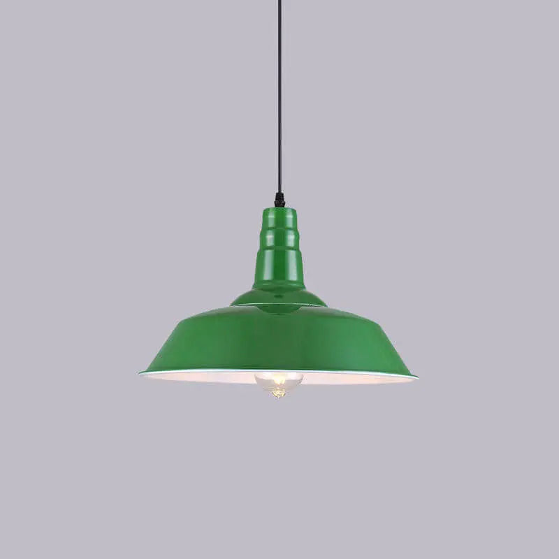 Industrial Vintage Green Iron Dome Cone 1-Light Pendant Light Cuvalon