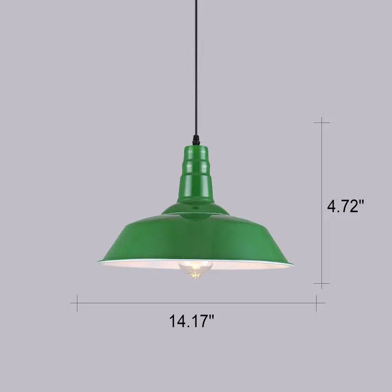 Industrial Vintage Green Iron Dome Cone 1-Light Pendant Light Cuvalon