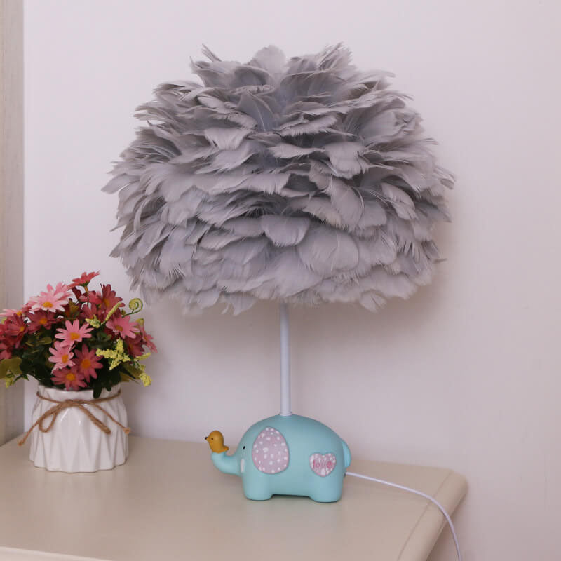 Modern Creative Unicorn Feather Children 1-Light Table Lamp Cuvalon