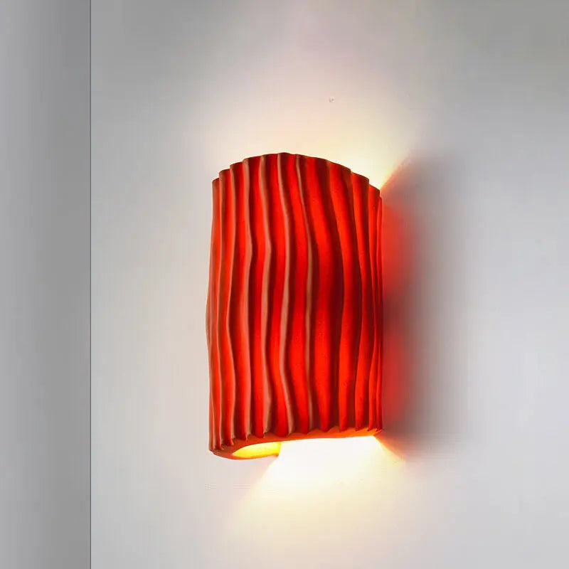 Nordic Creative Resin Striped Half Cylinder 2-Light Wall Sconce Lamp Cuvalon
