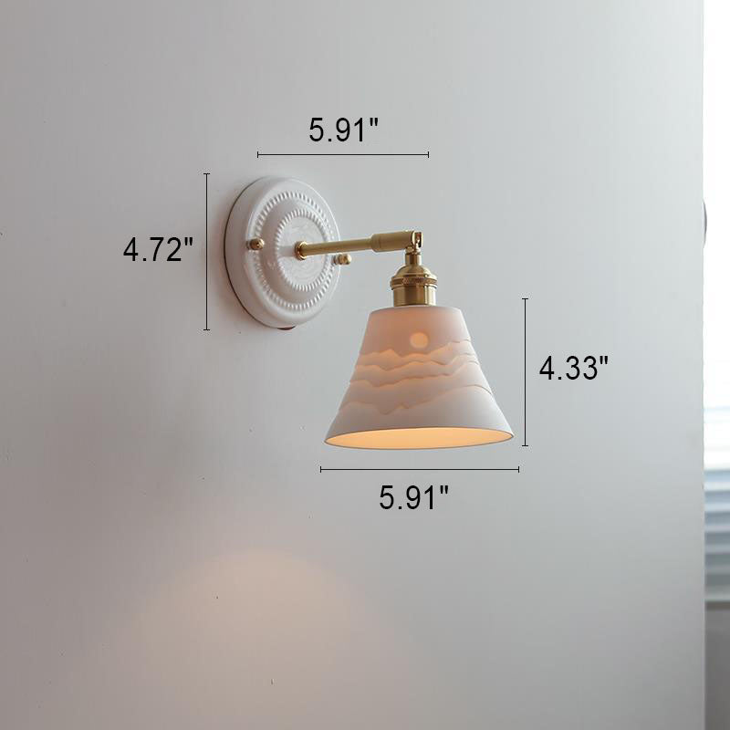 Vintage Japanese Ceramic Brass 1-Light Wall Sconce Lamp Cuvalon