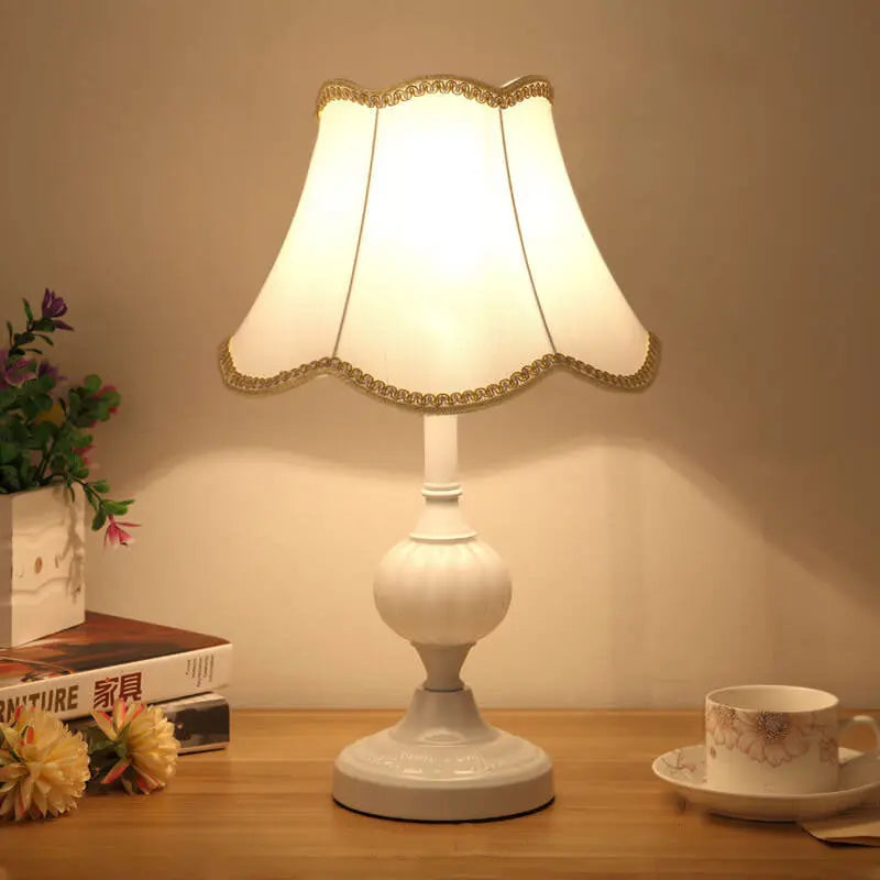 Nordic Vintage Floral Glass Fabric 1-Light Table Lamp Cuvalon