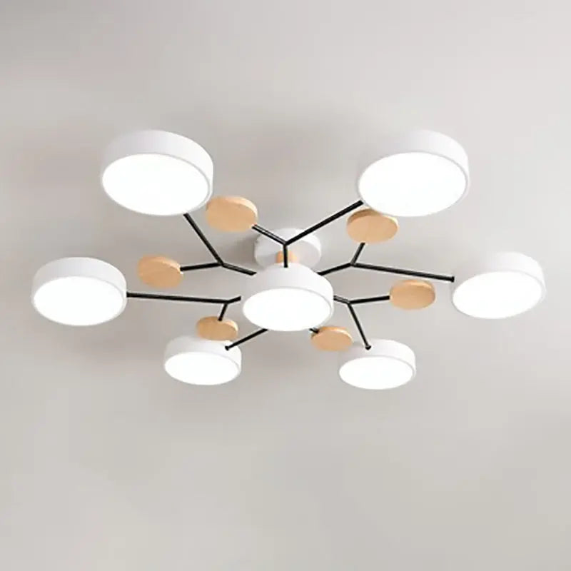 Contemporary Scandinavian Round Molecule Branch Design LED Semi-Flush Mount Ceiling Light For Living Room Cuvalon
